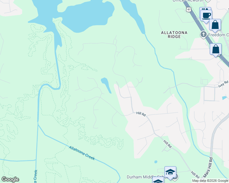 map of restaurants, bars, coffee shops, grocery stores, and more near 5355 Lake Redwine Cv in Acworth