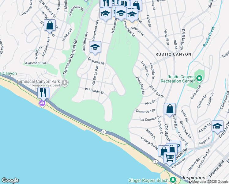 map of restaurants, bars, coffee shops, grocery stores, and more near 424 Lombard Avenue in Los Angeles