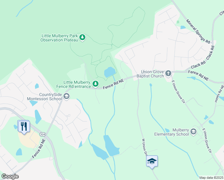 map of restaurants, bars, coffee shops, grocery stores, and more near 3910 Fence Road in Auburn