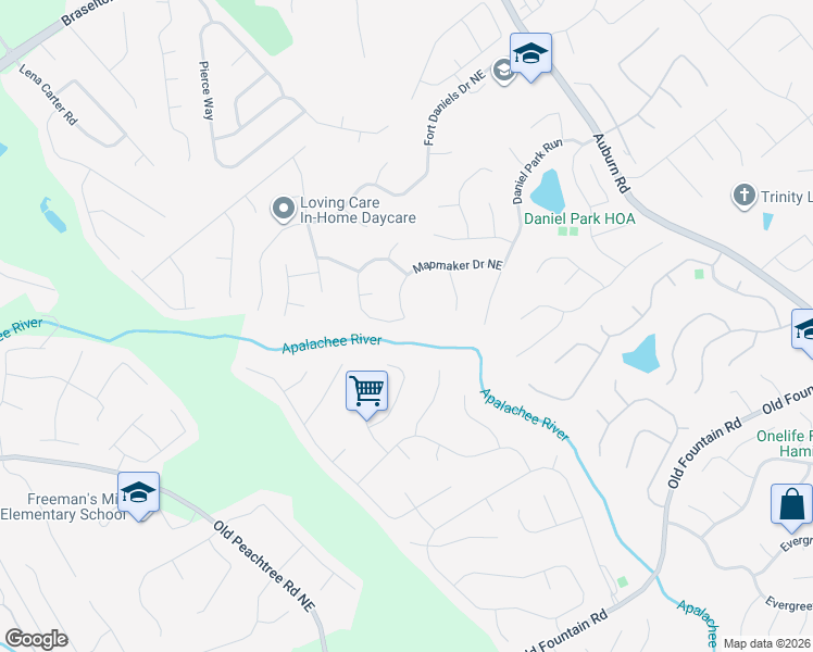 map of restaurants, bars, coffee shops, grocery stores, and more near 1838 Mapmaker Drive Northeast in Dacula
