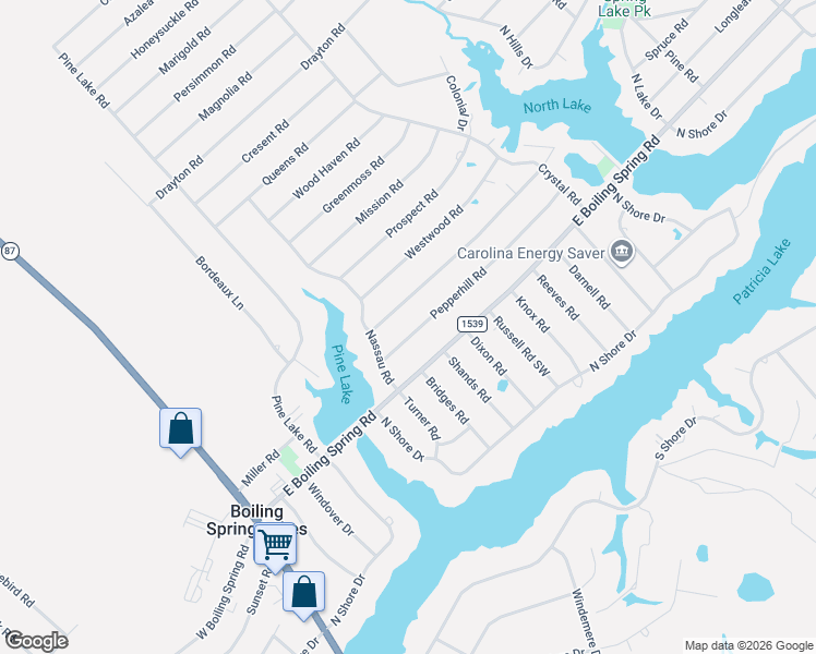 map of restaurants, bars, coffee shops, grocery stores, and more near 429 Pepperhill Road in Southport