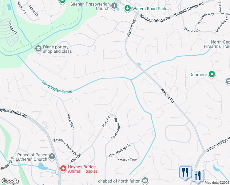 map of restaurants, bars, coffee shops, grocery stores, and more near 10470 Summer Creek Drive in Alpharetta