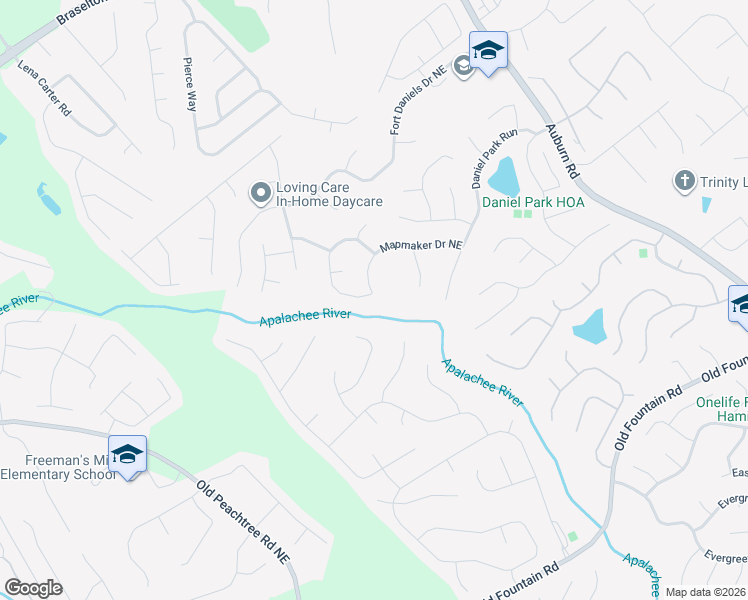 map of restaurants, bars, coffee shops, grocery stores, and more near 1838 Mapmaker Drive Northeast in Dacula