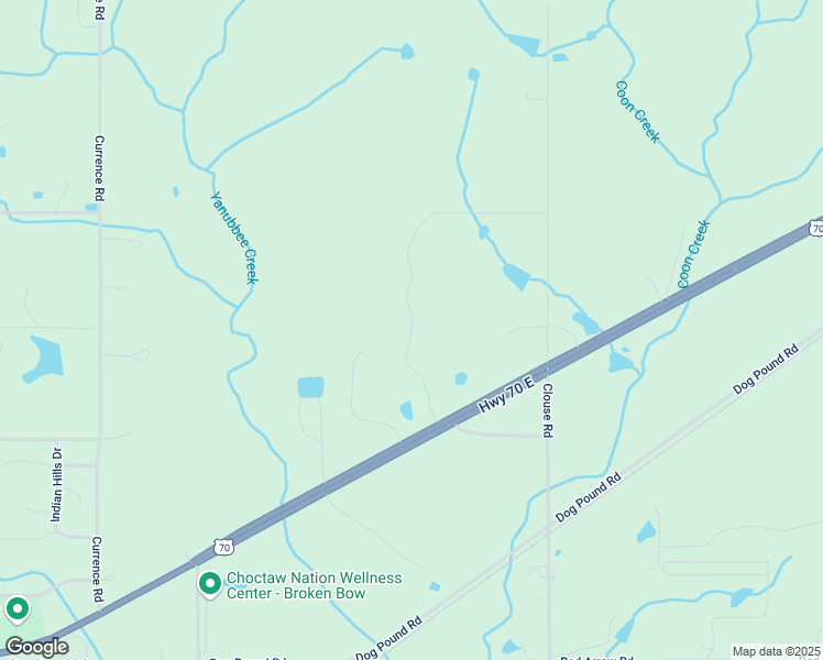 map of restaurants, bars, coffee shops, grocery stores, and more near E2050 in Broken Bow