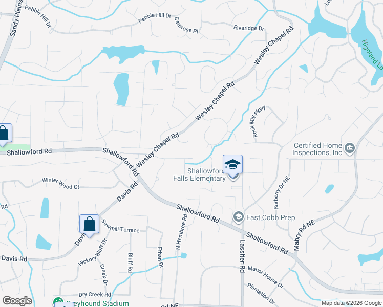 map of restaurants, bars, coffee shops, grocery stores, and more near 3523 Old Suttons Way in Marietta