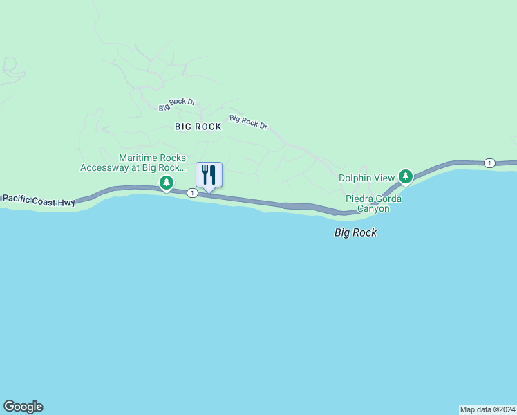 map of restaurants, bars, coffee shops, grocery stores, and more near 20212 Pacific Coast Highway in Malibu