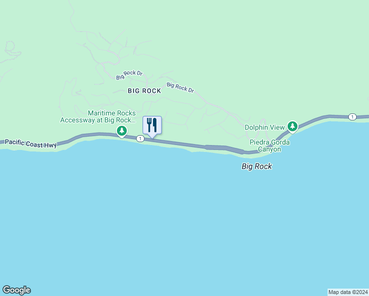 map of restaurants, bars, coffee shops, grocery stores, and more near 20222 Pacific Coast Highway in Malibu