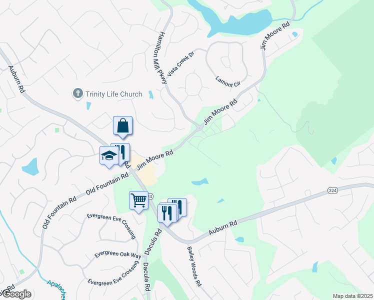 map of restaurants, bars, coffee shops, grocery stores, and more near in Dacula