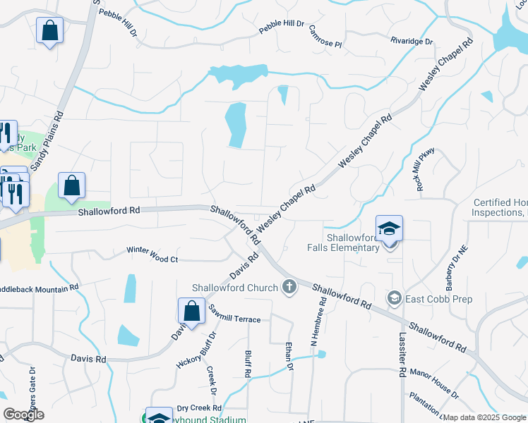 map of restaurants, bars, coffee shops, grocery stores, and more near in Cobb County
