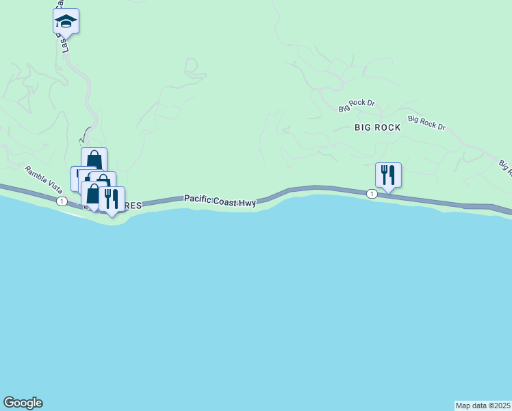 map of restaurants, bars, coffee shops, grocery stores, and more near 20810 Pacific Coast Highway in Malibu