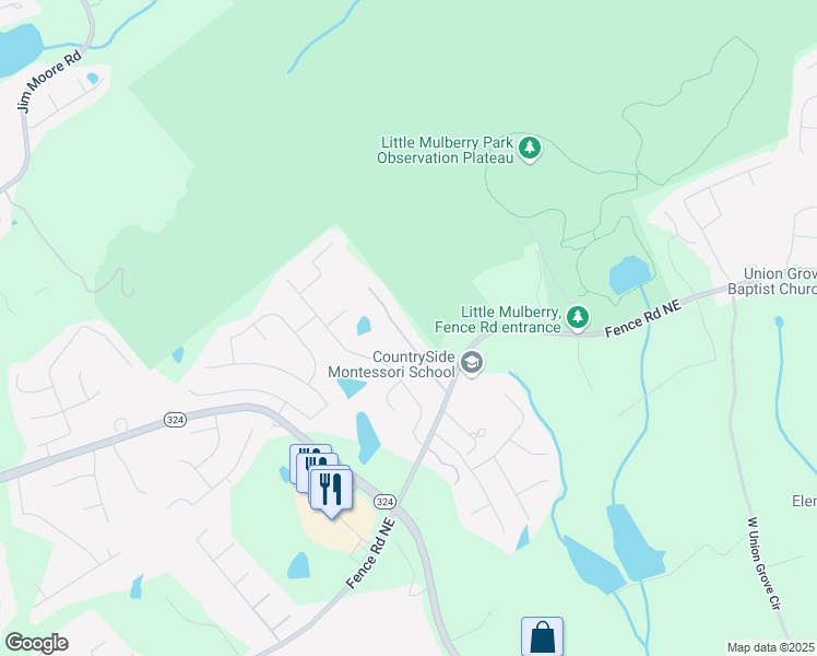 map of restaurants, bars, coffee shops, grocery stores, and more near 923 Port West Drive Northeast in Dacula