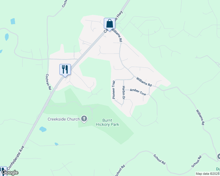 map of restaurants, bars, coffee shops, grocery stores, and more near 185 Pioneer Trail in Dallas