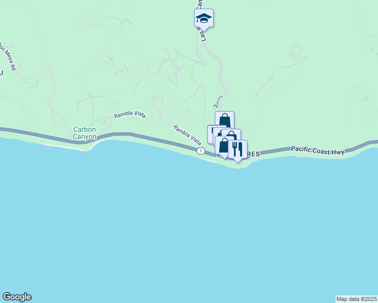 map of restaurants, bars, coffee shops, grocery stores, and more near 21358 Pacific Coast Highway in Malibu