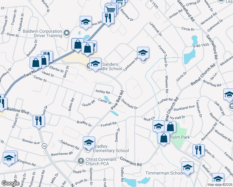 map of restaurants, bars, coffee shops, grocery stores, and more near 1912 Ashby Road in Columbia