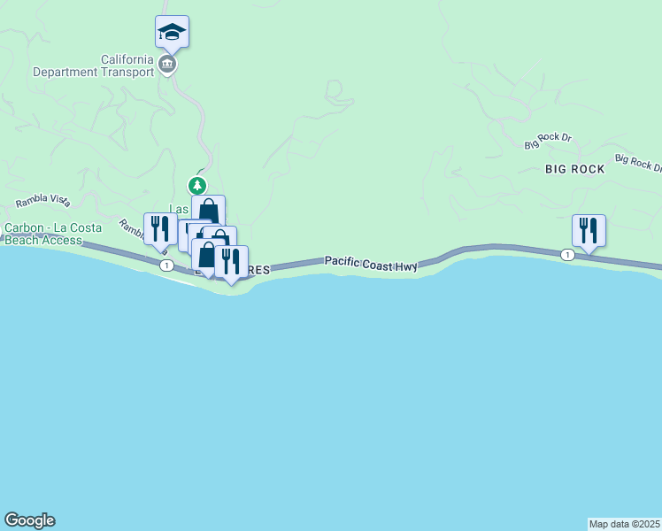 map of restaurants, bars, coffee shops, grocery stores, and more near 20946 Pacific Coast Highway in Malibu