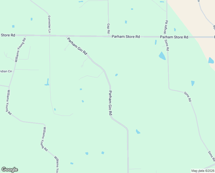map of restaurants, bars, coffee shops, grocery stores, and more near 60293 Parham Gin Road in Smithville