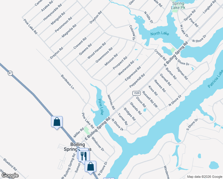 map of restaurants, bars, coffee shops, grocery stores, and more near 425 Edgewood Road in Southport