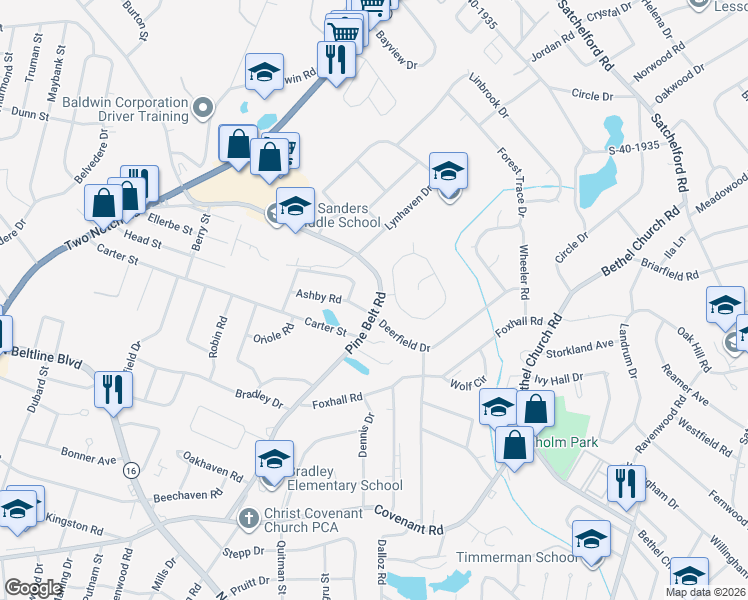 map of restaurants, bars, coffee shops, grocery stores, and more near 1842 Inglewood Drive in Columbia