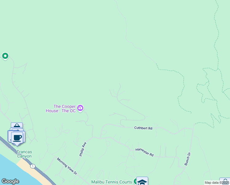 map of restaurants, bars, coffee shops, grocery stores, and more near 5243 Horizon Drive in Malibu
