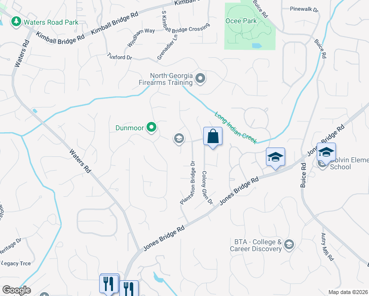 map of restaurants, bars, coffee shops, grocery stores, and more near 510 Country Glen Court in Alpharetta