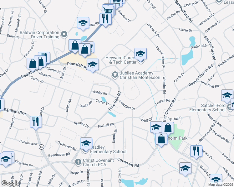 map of restaurants, bars, coffee shops, grocery stores, and more near 1842 Inglewood Drive in Columbia