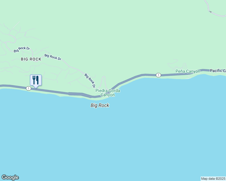 map of restaurants, bars, coffee shops, grocery stores, and more near 19850 California 1 in Malibu