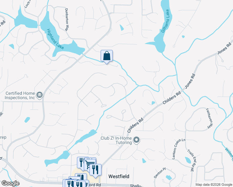 map of restaurants, bars, coffee shops, grocery stores, and more near 3905 Glenraven Court in Roswell