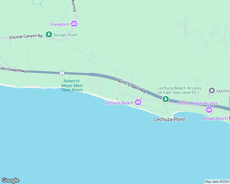 map of restaurants, bars, coffee shops, grocery stores, and more near 31851 Sea Level Drive in Malibu