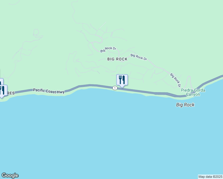 map of restaurants, bars, coffee shops, grocery stores, and more near 20438 Pacific Coast Highway in Malibu