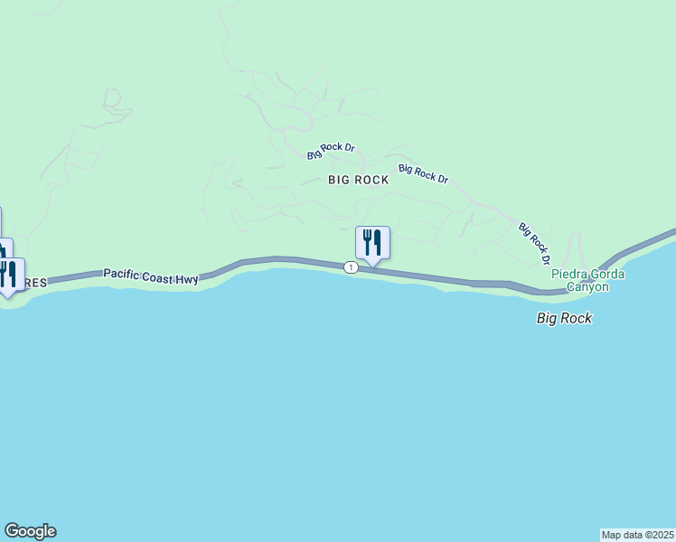 map of restaurants, bars, coffee shops, grocery stores, and more near 20442 East Pacific Coast Highway in Malibu