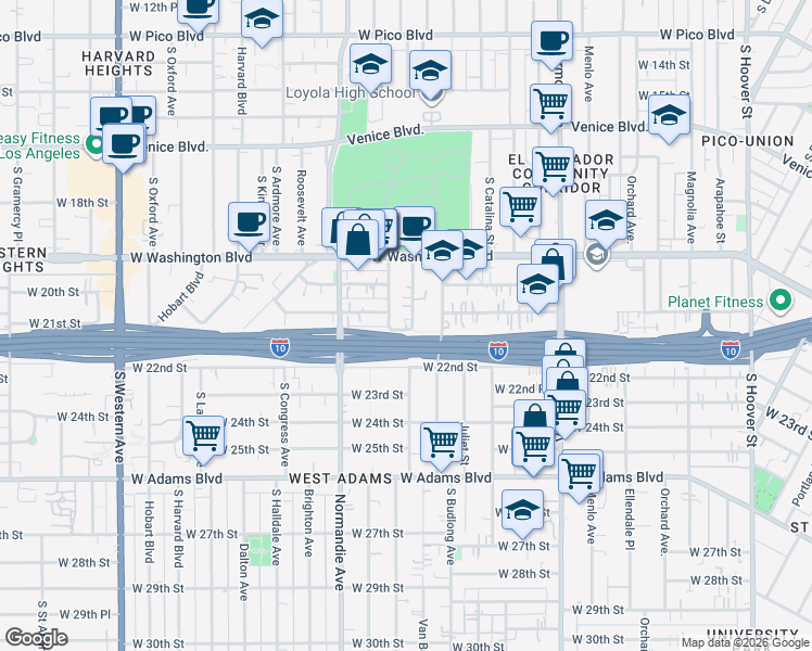 map of restaurants, bars, coffee shops, grocery stores, and more near 2009 Raymond Avenue in Los Angeles