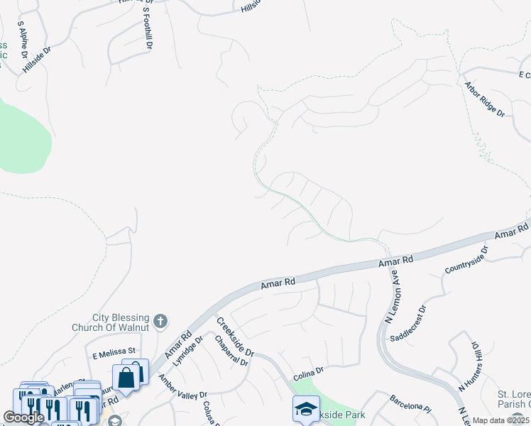 map of restaurants, bars, coffee shops, grocery stores, and more near 1940 Raptor Court in Walnut