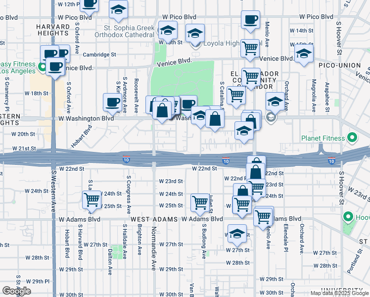 map of restaurants, bars, coffee shops, grocery stores, and more near 2009 Raymond Avenue in Los Angeles