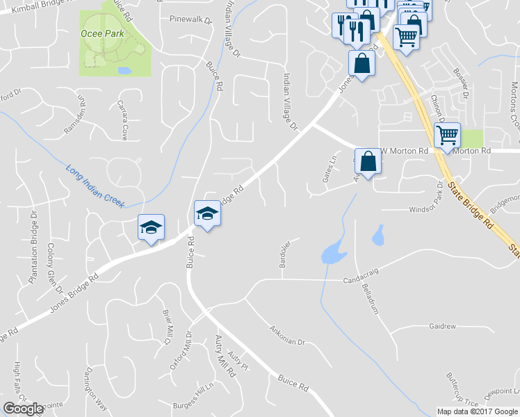 map of restaurants, bars, coffee shops, grocery stores, and more near 420 Edgehill Place in Alpharetta