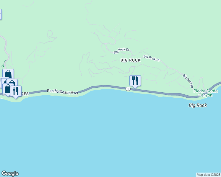 map of restaurants, bars, coffee shops, grocery stores, and more near 20538 Pacific Coast Highway in Malibu
