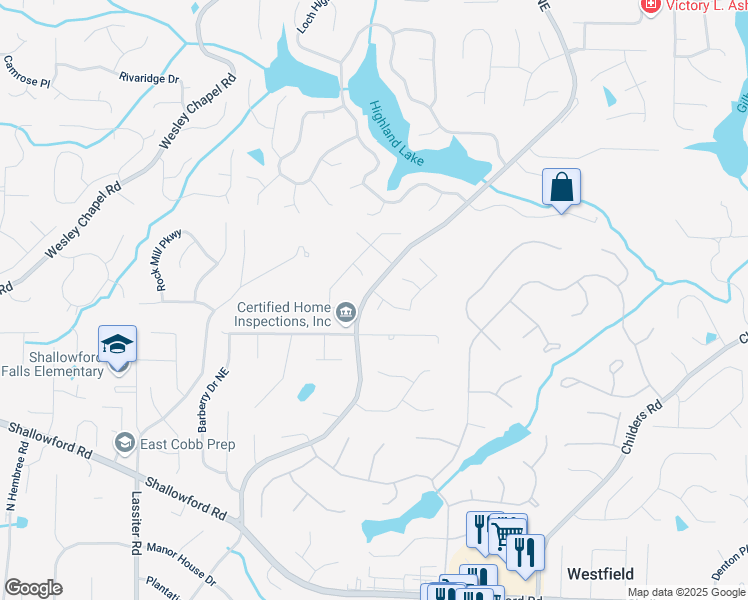 map of restaurants, bars, coffee shops, grocery stores, and more near 4213 Schooner Court in Roswell