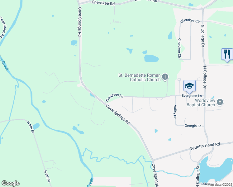 map of restaurants, bars, coffee shops, grocery stores, and more near 238 Evergreen Lane in Cedartown