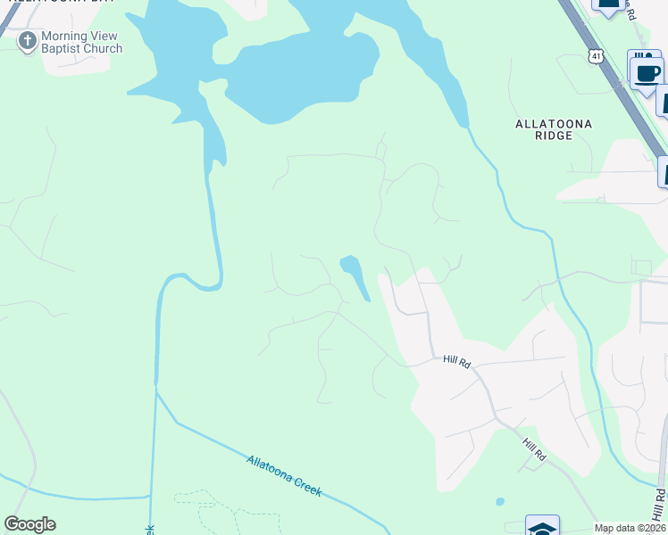 map of restaurants, bars, coffee shops, grocery stores, and more near 3308 High Noontide Way in Acworth