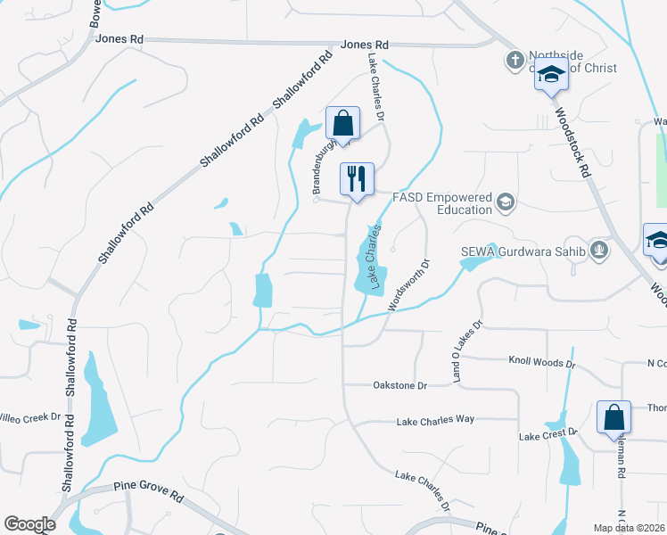 map of restaurants, bars, coffee shops, grocery stores, and more near 1 Meeting Street in Roswell