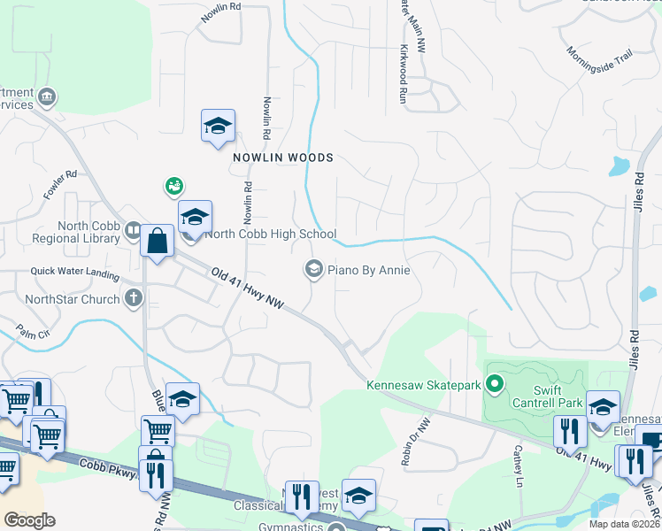 map of restaurants, bars, coffee shops, grocery stores, and more near 3247 Citation Avenue Northwest in Kennesaw