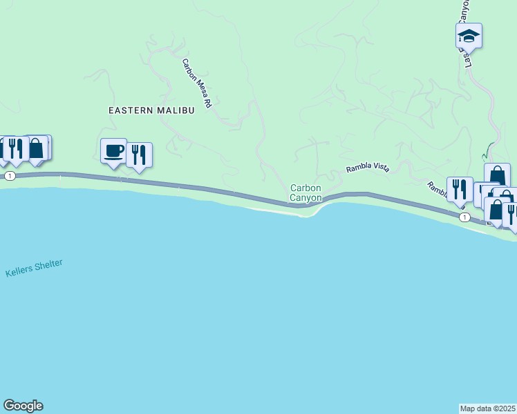 map of restaurants, bars, coffee shops, grocery stores, and more near 21922 Pacific Coast Highway in Malibu