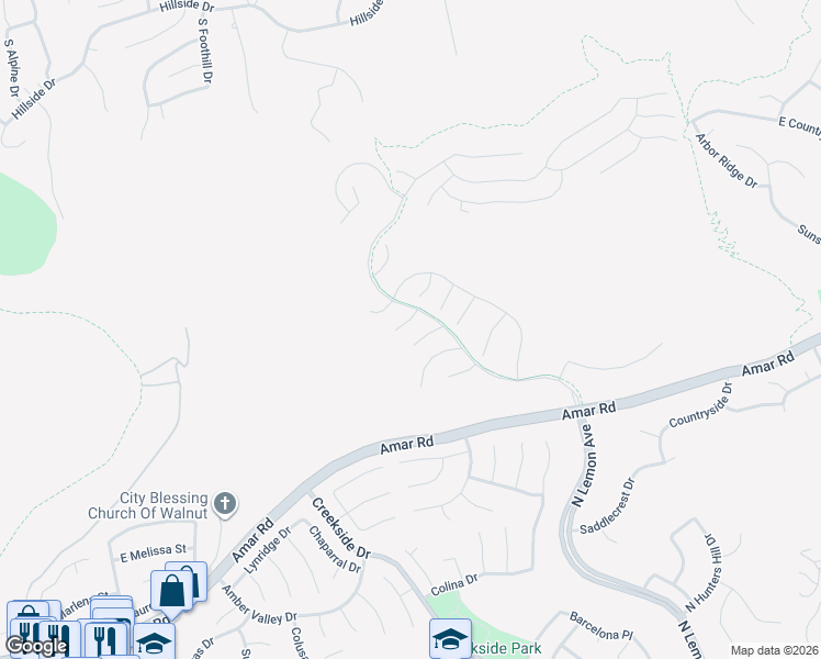 map of restaurants, bars, coffee shops, grocery stores, and more near 1940 Raptor Court in Walnut