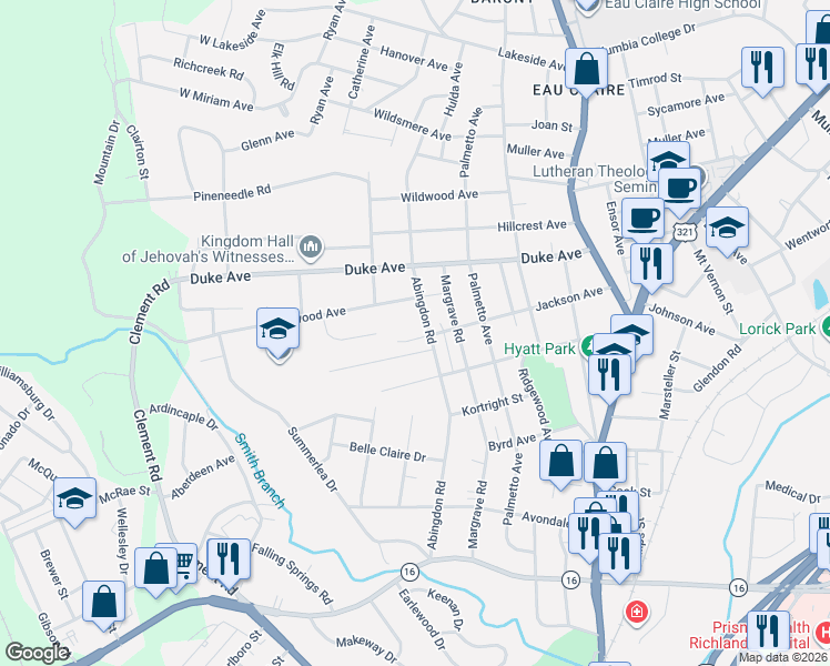 map of restaurants, bars, coffee shops, grocery stores, and more near 424 Jackson Avenue in Columbia