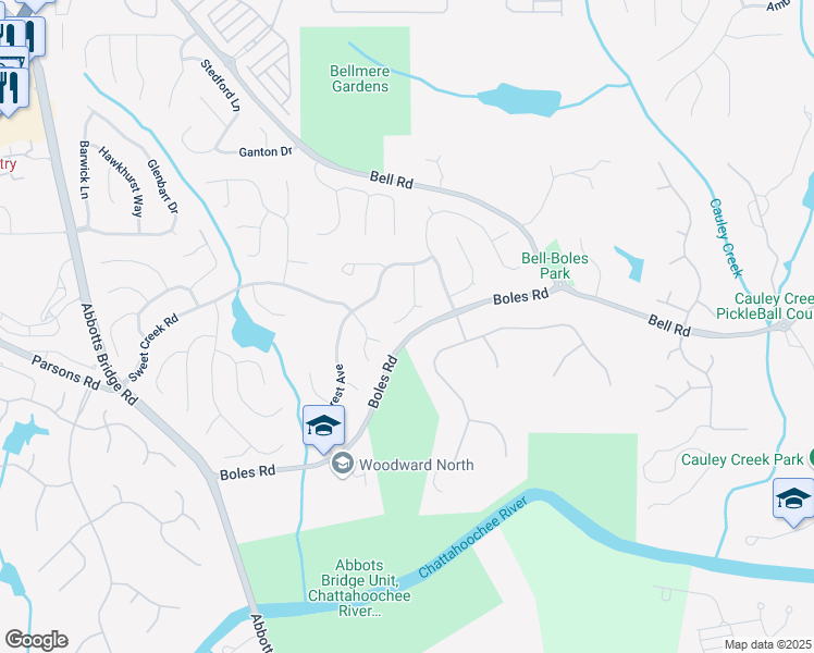 map of restaurants, bars, coffee shops, grocery stores, and more near 280 Selkirk Lane in Duluth