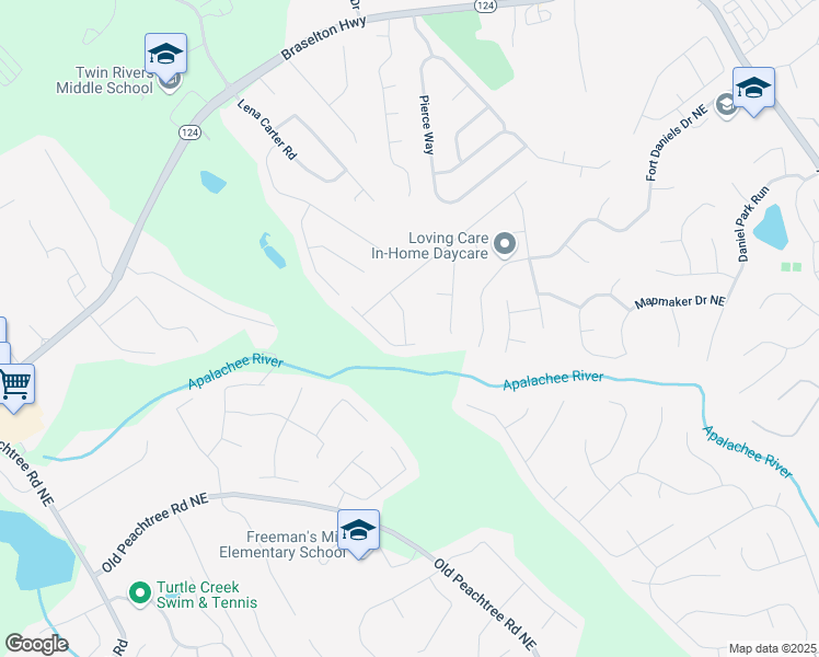 map of restaurants, bars, coffee shops, grocery stores, and more near 1717 Mountain Fort Way in Dacula