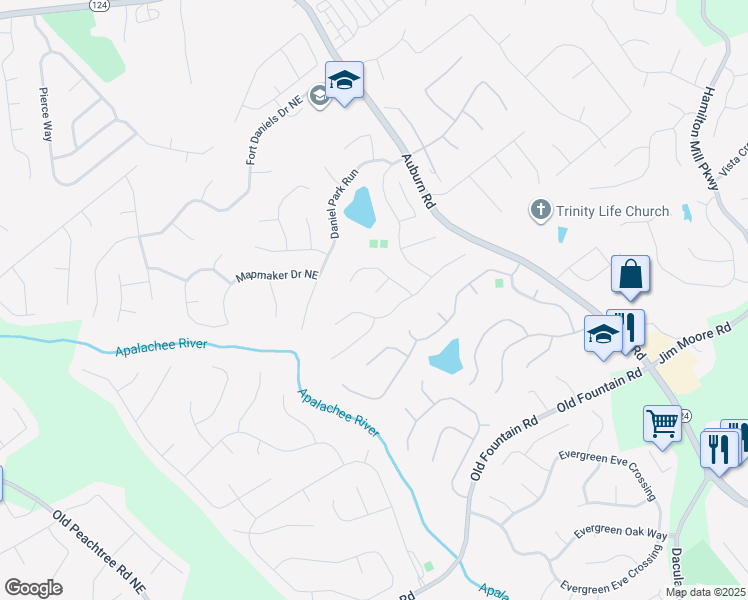 map of restaurants, bars, coffee shops, grocery stores, and more near 2669 Rocky Knoll Court in Dacula