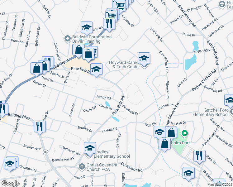 map of restaurants, bars, coffee shops, grocery stores, and more near 1842 Inglewood Drive in Columbia