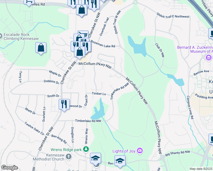 map of restaurants, bars, coffee shops, grocery stores, and more near 1629 Club View Court in Kennesaw