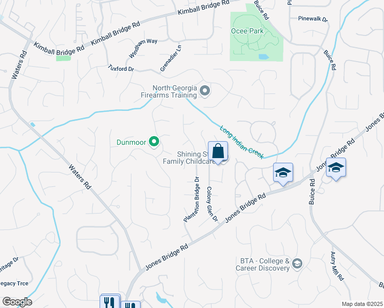map of restaurants, bars, coffee shops, grocery stores, and more near 3940 Brooks Bridge Crossing in Johns Creek