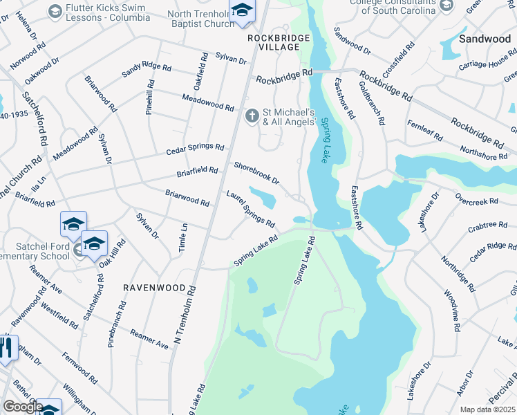 map of restaurants, bars, coffee shops, grocery stores, and more near 333 Laurel Springs Road in Columbia